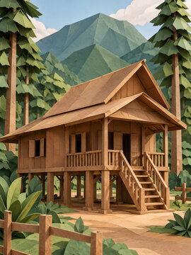 wooden stilt house 
