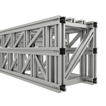 Industrial aluminum profile truss structure isolated on white background