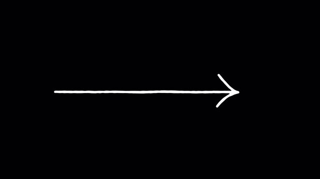 Hand drawn thin horizontal arrow vector animation motion graphic asset with transparent background for explainer video and presentation