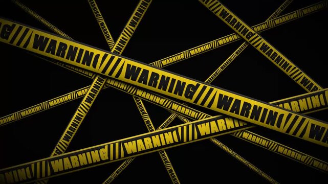 Yellow Warning Tape Overlapping on Black Background