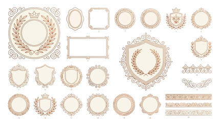 Fototapeta premium Decorative Frames and Borders Collection, Heraldic Emblems, Laurels