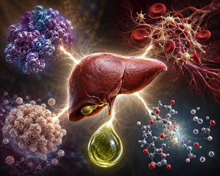 Liver Functions and Metabolic Processes Concept