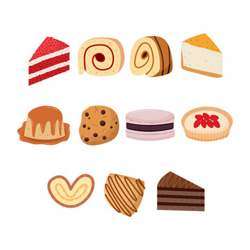 Set Flat Illustration Of Dessert