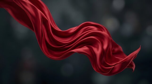 Deep red silk cloth floating with elegant ripples and soft waves for premium design backgrounds fashion aesthetic and luxury textile presentation creative art.