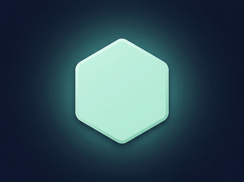 Glowing light green hexagon shape on a dark blue background