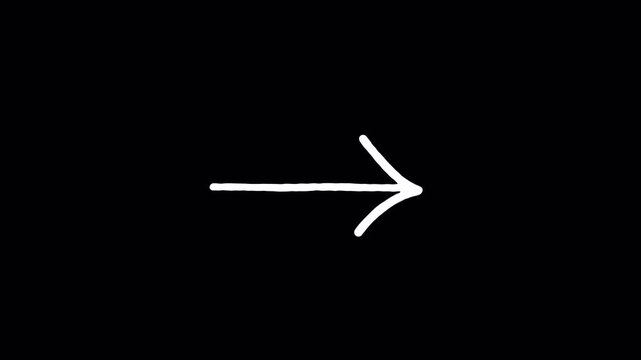 Hand drawn short horizontal arrow vector animation motion graphic asset with transparent background for presentation and explainer video design