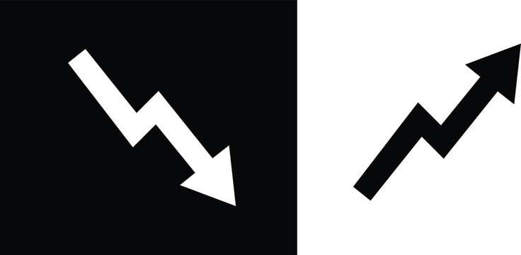 Financial trend icon, zigzag arrow pointing down and up, vector illustration for market analysis and economic performance vector