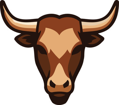 Cow and Bull Portrait Isolated on White Background, Farm Cattle Head Illustration for Agriculture, Livestock, Rural Farming, Milk Production and Domestic Animal Themes
