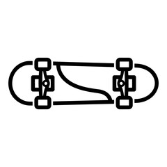 Line icon of a skateboarder performing tricks on a skateboard in a minimalistic style with copy space © Bahauddin