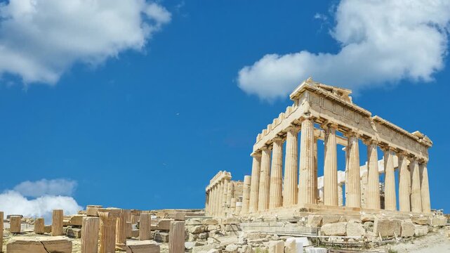 parthenon sky clouds travelling in autumn and spring sesaon athens greece