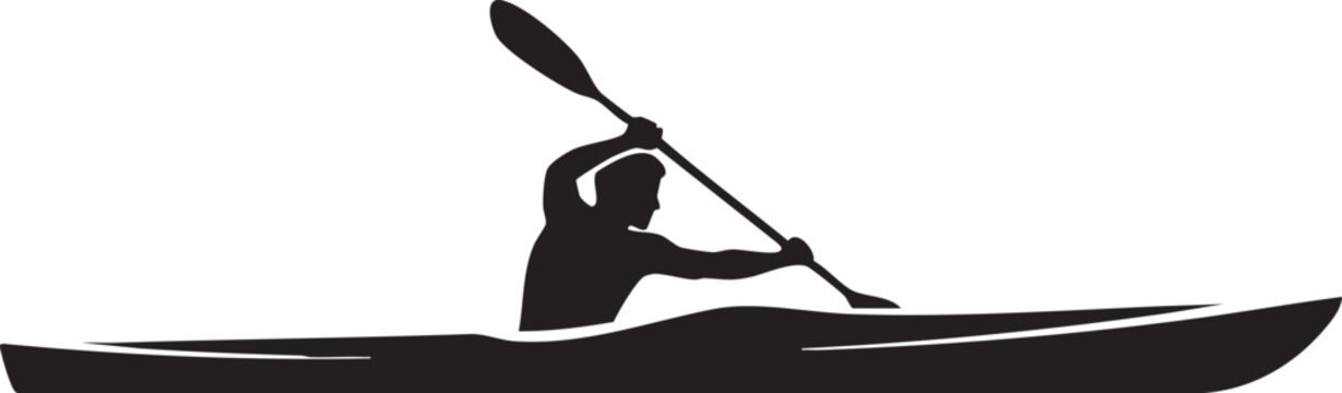 Person kayaking in a kayak with paddle silhouette kayaking paddling