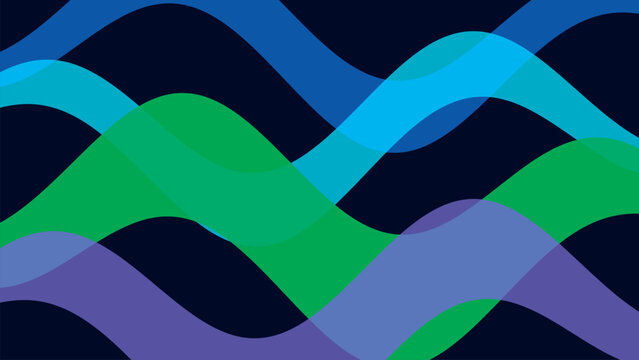 Smooth flowing fluid wave shapes in blue green and violet colors for modern website header banner design.
