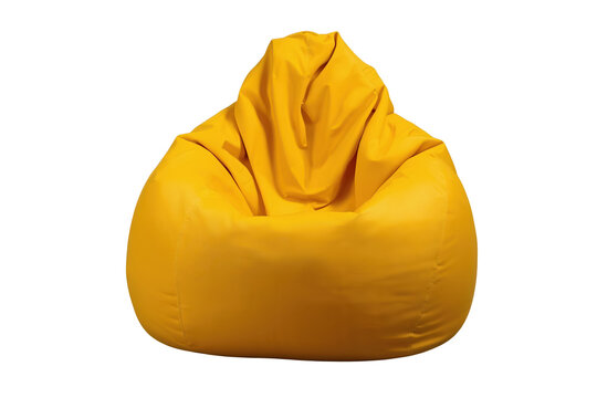 Golden yellow bean bag with gathered fabric