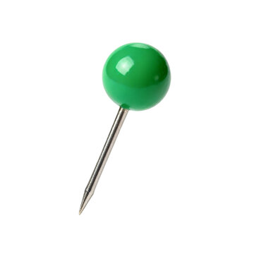 [Transparent Background PNG]Round Headed Green Metal Push Pin For Office Stationery Use