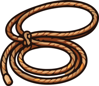 Rope and Knot Isolated on White Background, Coiled Cord and Twisted String, Rustic Decorative Accessory for Craft, Fashion, Jewelry and Design Themes
