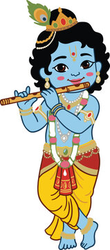 Blue-skinned Khrisna deity plays flute with joy - Krishna Janmashtami - Loed Krishna - Krishna - janmastami - Gopal kala - Radha - Happy Janmashatmi
