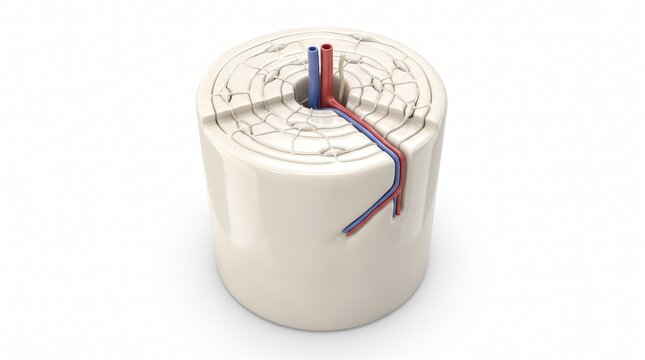 Osteon Haversian system bone unit 3D illustration white background