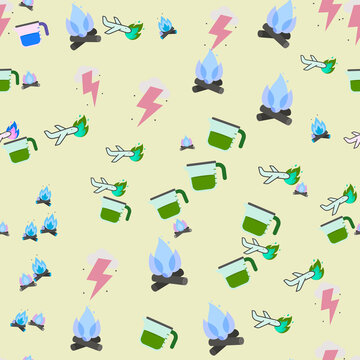 Campfire, Airplane, Lightning, Beaker Pattern
