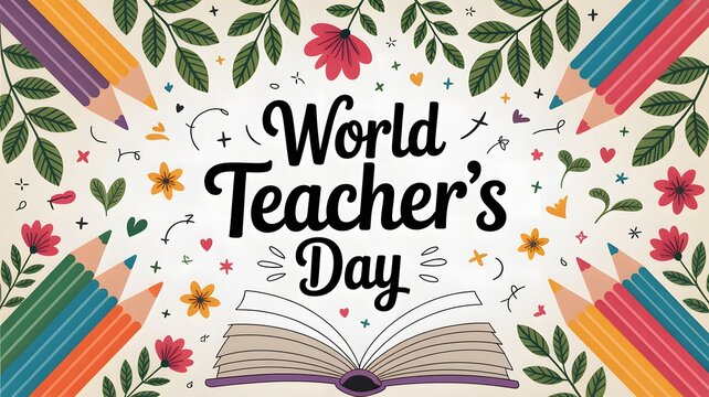 World teacher's day colorful illustration with book