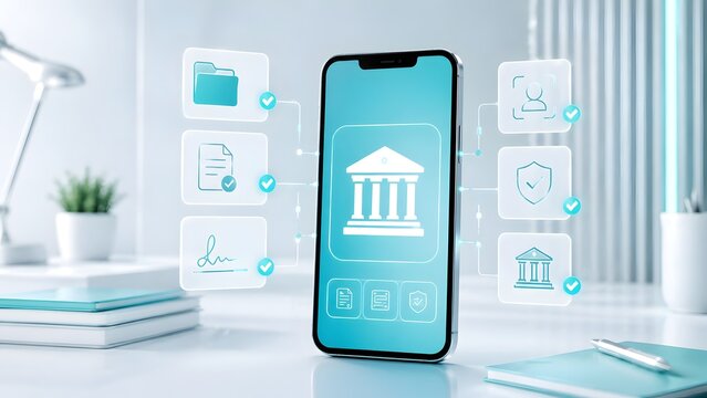 Mobile Legal And Compliance Dashboard App On Smartphone With Verified Documents
