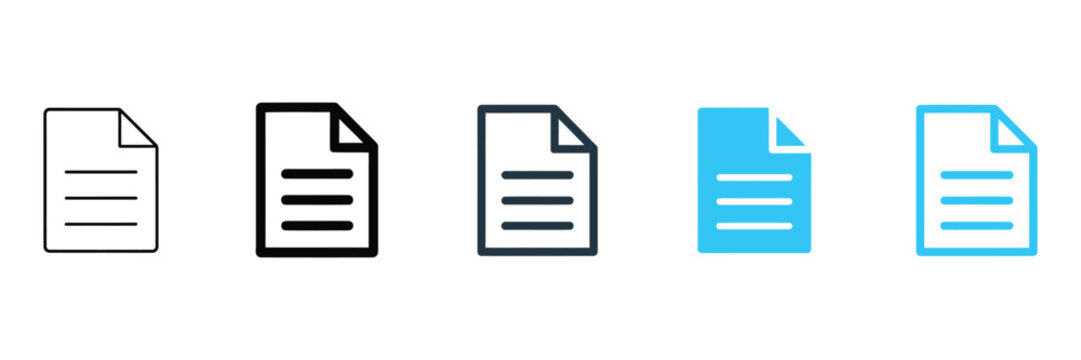 Document File Icon Featuring Text Page Symbol For Paper, Report, Form, Article And Document Management Interface Design.