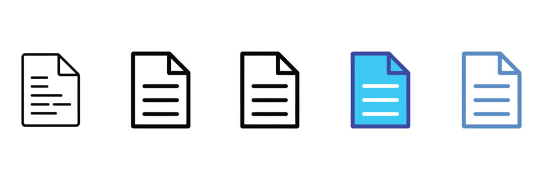 Document File Icon Featuring Text Page Symbol For Paper, Report, Form, Article And Document Management Interface Design.