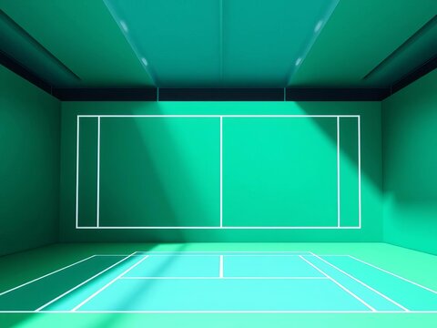 Clean lines define court boundaries, rectangular shape, flat design, simple layout
