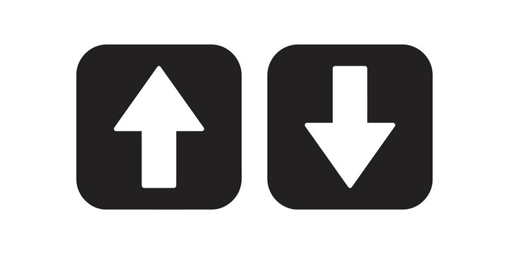 Directional up and down arrow icons in rounded black squares buttons.