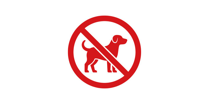 No dog sign flat icon prohibition symbol for public park safety rules.