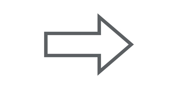 Grey arrow flat icon symbol for navigation or direction on transparent base.