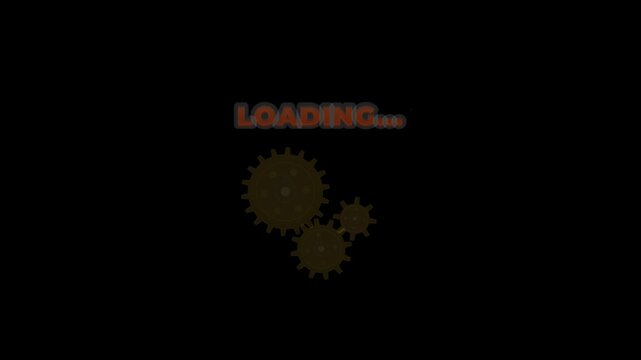 Loading gears animation with rotating mechanical cogwheel icon