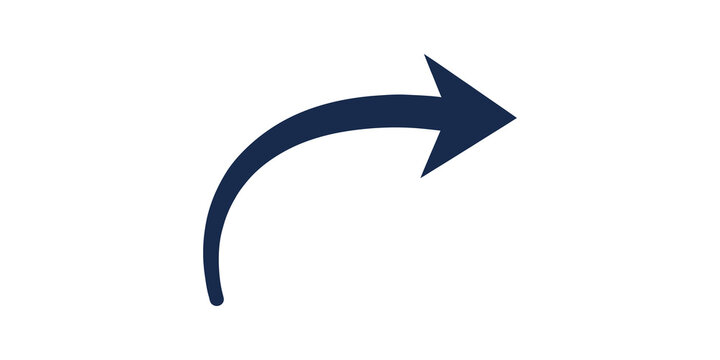 Navy blue curved return arrow flat icon for navigation and feedback.