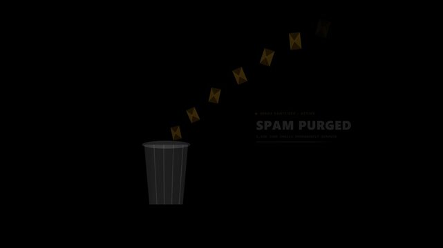 Generic email spam purge conceptual digital motion graphic animation