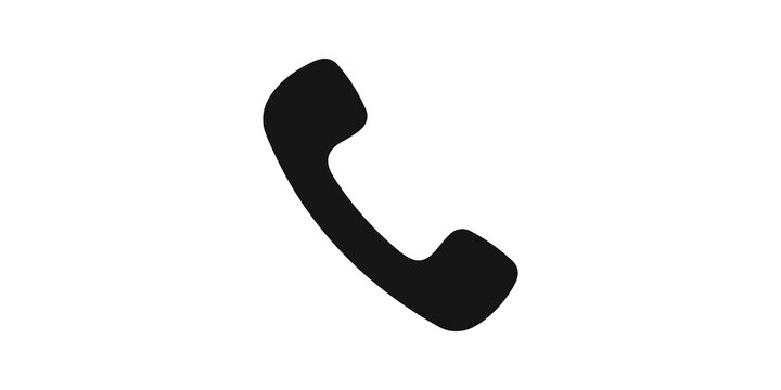 Black telephone receiver icon for communication and support services.