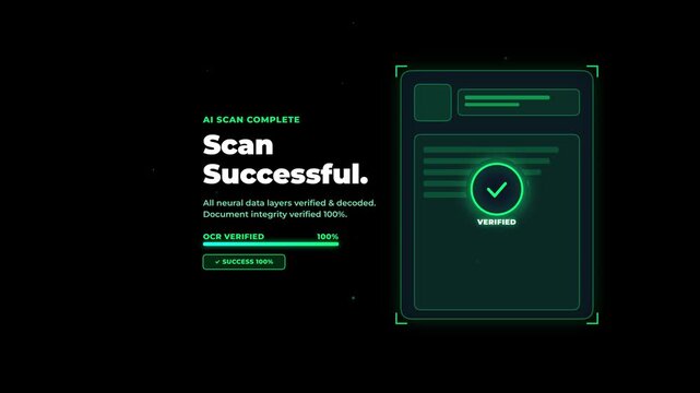 Digital document scanner analyzing data with futuristic interface animation