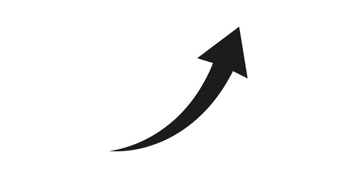 Black rising growth arrow graph vector illustration.