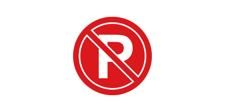 No parking red circle prohibited sign for traffic and street control.