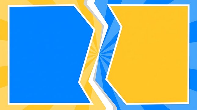 Versus Screen Background With Blue And Yellow Comic Frames For Competition