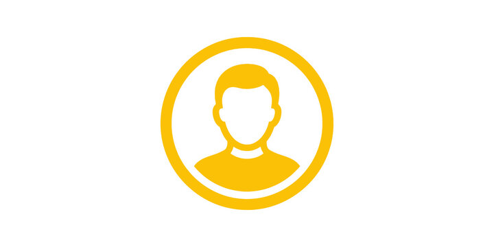 Yellow profile avatar icon inside circle for user account sign in.