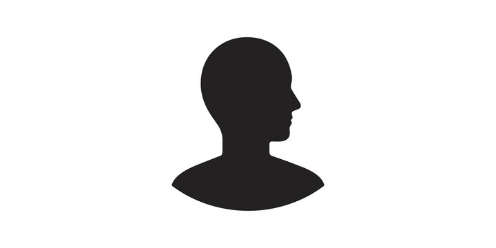 Male head profile silhouette in solid black for profile picture placeholder.