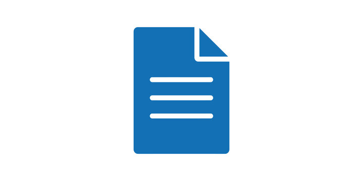 Blue document icon with folded corner for digital files and text data.