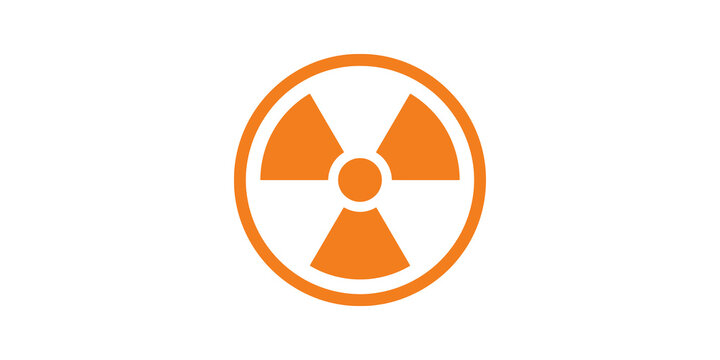 Orange radioactive hazard symbol for warning about dangerous material sites.