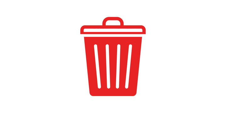 Red trash can icon for deleting items on transparent background.