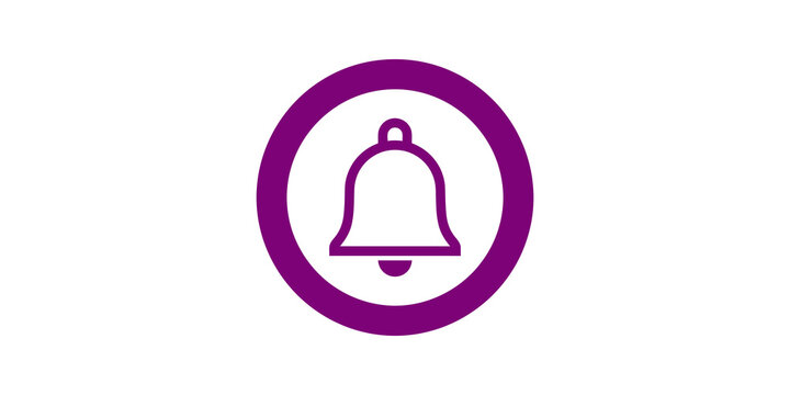 Purple notification bell circular badge for app interface reminders.