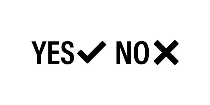 Yes no black icons with check mark and cross for survey choice options.