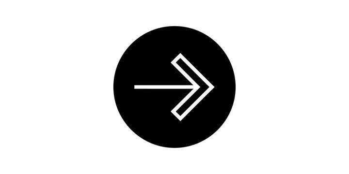 Arrow in black circle minimal navigation icon for web interface design.