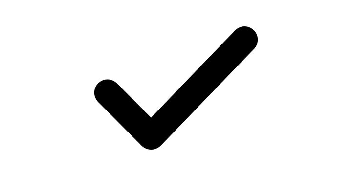 Black check mark symbol flat icon isolated on transparent background design.