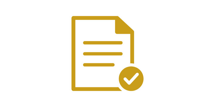Approved document paper icon with checkmark vector art design asset.