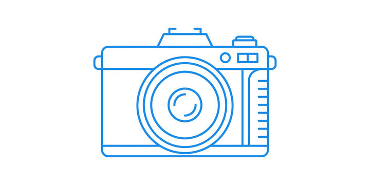 Photo camera line art icon outline vector illustration design asset.