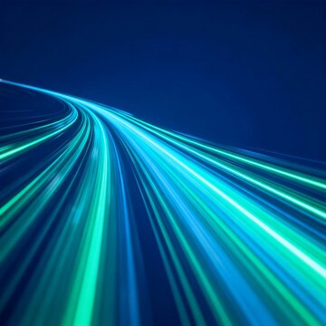 Dynamic Blue Green Light Streaks Moving At High Speed